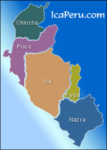 Mapa del departamento de Ica Perú